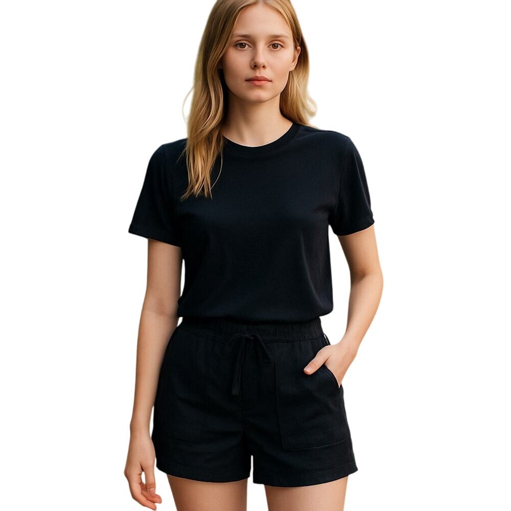 James Perse Drawstring Linen Shorts Lightweight Pull-On Black Size L / 3 NWT